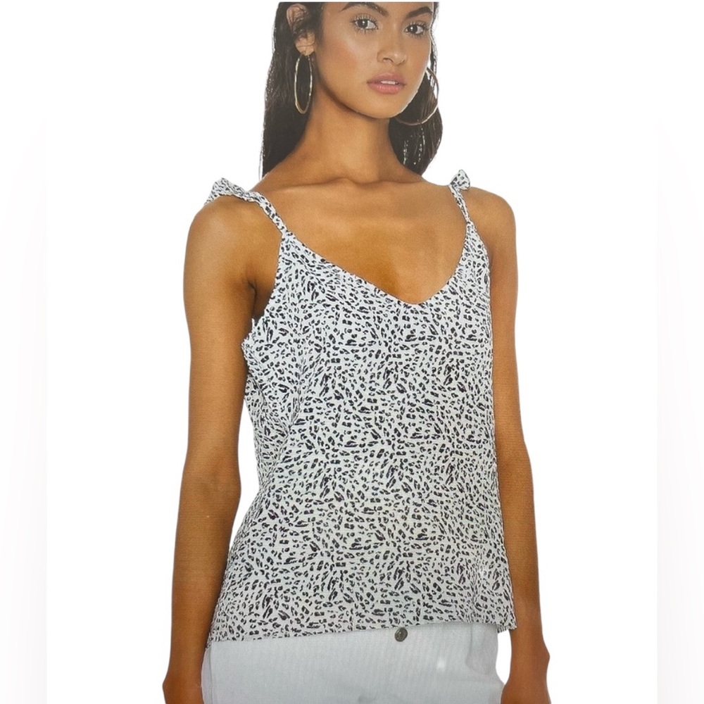 7 For all Mankind animal print cami drop ruffle adjustable straps, silk, small
